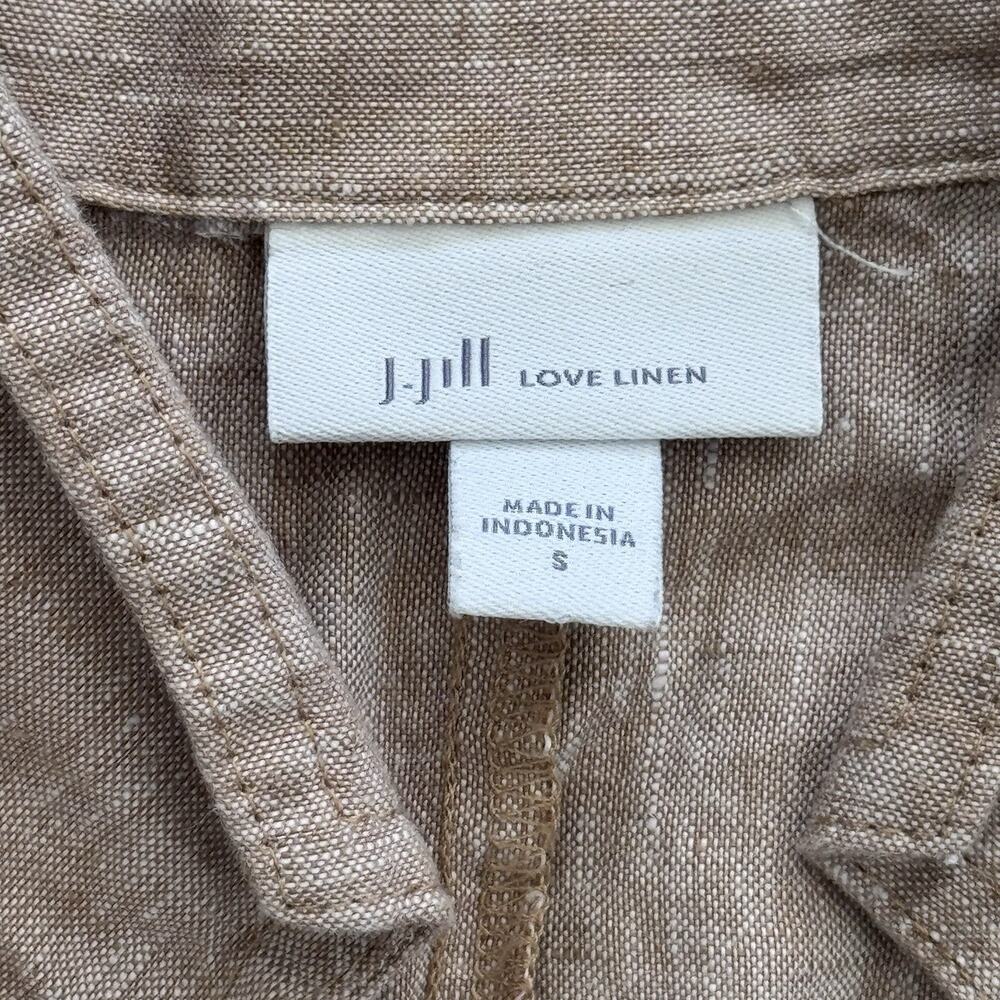 J.Jill Love 100% Linen Sleeveless Brown Button Dress Sz S Classic Sustainable - Picture 3 of 8